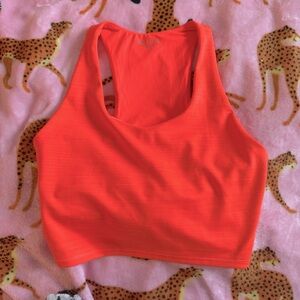 Athleta bright neon red orange ultimate crop tank top sports bra size XS D-DD